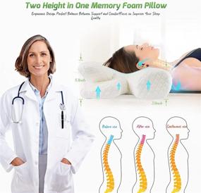 img 2 attached to 🌙 Adjustable Contour Memory Foam Pillow with Orthopedic Neck Support for all Sleep Positions - Including Stomach, Back, and Side Sleeper, Relieve Shoulder Pain - includes 2 Pillowcases