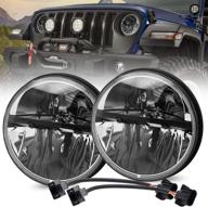 pair of 7-inch led headlights with cree chips, high/low beam, dot approved, h6024 compatible with j-eep wrangler jk lj tj cj logo