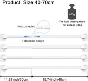 img 3 attached to Adjustable Plastic Tensions Rod for Curtains - Extendable Cupboard Bars with 10 Self Adhesive Hooks, Ideal for Home, Bathroom, Hotel Supply - White, 15.7 to 27.5 Inch