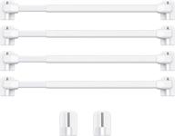 adjustable plastic tensions rod for curtains - extendable cupboard bars with 10 self adhesive hooks, ideal for home, bathroom, hotel supply - white, 15.7 to 27.5 inch logo