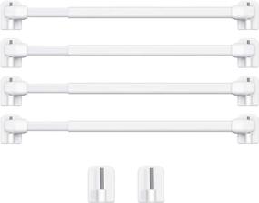 img 4 attached to Adjustable Plastic Tensions Rod for Curtains - Extendable Cupboard Bars with 10 Self Adhesive Hooks, Ideal for Home, Bathroom, Hotel Supply - White, 15.7 to 27.5 Inch