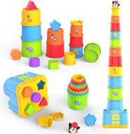 🌙 moontoy stacking cups: 19pcs colorful nesting cups for early education and fun sorting activities | perfect birthday gift for 1-3 year old boys and girls logo