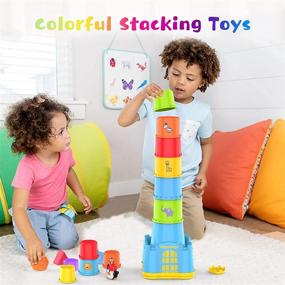 img 3 attached to 🌙 MoonToy Stacking Cups: 19PCS Colorful Nesting Cups for Early Education and Fun Sorting Activities | Perfect Birthday Gift for 1-3 Year Old Boys and Girls