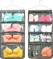 👚 nimes grey hanging closet organizer with 12 large clear pockets - dual-sided storage for durable underwear, socks, bras, and stockings logo