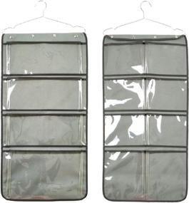 img 3 attached to 👚 NIMES Grey Hanging Closet Organizer with 12 Large Clear Pockets - Dual-Sided Storage for Durable Underwear, Socks, Bras, and Stockings