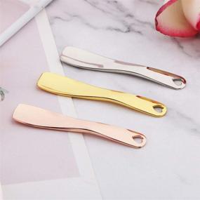 img 1 attached to Versatile Set of 3 Metal Cosmetic Spoon Spatulas for Makeup, Skincare, and Facial Masks - Perfect for Home and Salon Use in Gold, Silver, and Rose Gold