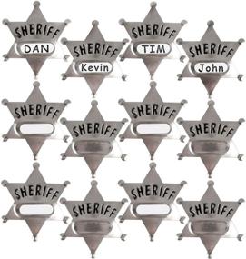 img 4 attached to Metal Sheriff Badges - Pack of 24 Silver Star Name Badges for Personalized Western Cowboy Dress Up Deputy's Badge Toys - Perfect for Kids Birthday Parties, Favors & More