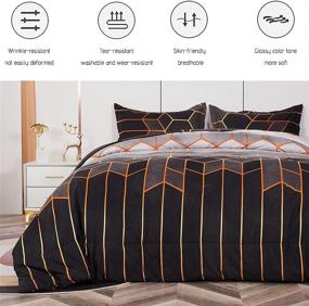 img 1 attached to 🖤 Stylish Black Marble Print Geometric Design Queen Comforter Set - 5pc Bedding Sets for All Seasons