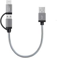 кабель cablecreation mfi certified 0.8ft с плетеной оплеткой 2-в-1 lightning и micro usb - совместим с iphone 13, 12, 11, x, 8, 7, ipad, samsung, lg, htc для зарядки и синхронизации - space gray. логотип