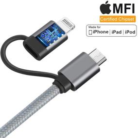 img 3 attached to Кабель CableCreation MFi Certified 0.8FT с плетеной оплеткой 2-в-1 Lightning и Micro USB - совместим с iPhone 13, 12, 11, X, 8, 7, iPad, Samsung, LG, HTC для зарядки и синхронизации - Space Gray.