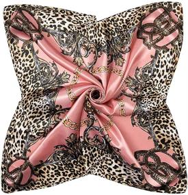 img 3 attached to 🧣 Sophisticated Women’s Silk Scarf Belt: Exquisite Large Square Satin Headscarf Headdress | 35 Inch Size