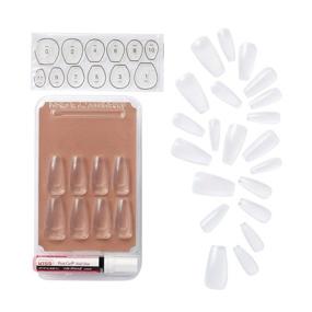 img 1 attached to 💅 Enhanced KISS Salon Clear Acrylic Natural Nails - Long Length, Ultra-Smooth Finish DIY Manicure Kit with Pink Gel Nail Adhesive, Compact File, Manicure Stick, and Size Variety of 28 Nails