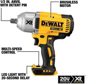 img 3 attached to 🔧 DEWALT Cordless Impact Wrench Kit, 20V Max XR, High Torque, Brushless, 1/2-Inch, with Detent Pin Anvil (DCF899M1)