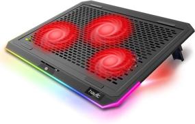 img 4 attached to 🔥 HAVIT RGB Laptop Cooling Pad for 15.6-17 Inch Laptop – 3 Quiet Fans, Touch Control, Pure Metal Panel Portable Cooler (Black+Red)