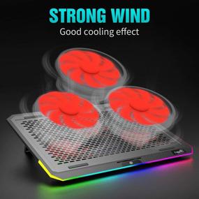 img 3 attached to 🔥 HAVIT RGB Laptop Cooling Pad for 15.6-17 Inch Laptop – 3 Quiet Fans, Touch Control, Pure Metal Panel Portable Cooler (Black+Red)