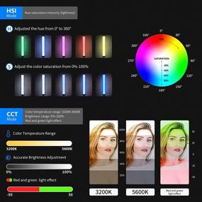 img 2 attached to 🌈 Набор из 2-х стиковых светодиодных RGB-светильников от Neewer, 21 Вт диммируемый 3200K~5600K биколорный портативный свет с пультом дистанционного управления, 360° полный цвет, CRI 95+, 10 сценариев, подставка, сумка - идеально для YouTube и студийной фотографии.