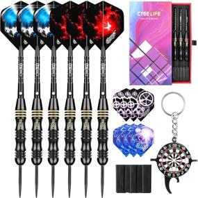 img 4 attached to 🎯 CyeeLife Steel Tip Darts Set with Aluminium Shafts, Rubber O Rings, Sharpener, Tool, Extra Flights – Professional 22/24/30/38g Brass Dart Kit for Competitive Play