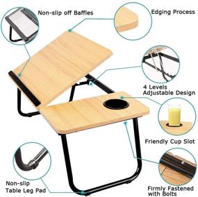 img 3 attached to 📲 Asltoy Laptop Bed Tray Table - Foldable Lap Desk Stand for Bed, Adjustable Notebook Desk - Portable Laptop Table for Bed, Lap Tablet with Cup Holder (Golden)