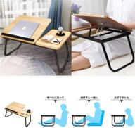 📲 asltoy laptop bed tray table - foldable lap desk stand for bed, adjustable notebook desk - portable laptop table for bed, lap tablet with cup holder (golden) logo