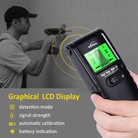 img 3 attached to Stud Finder Wall Scanner - 4 in 1 Electric Wood Detector: LCD Display, Center Finding & Sound Warning – Black