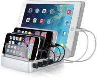 🔌 hercules tuff charging station: 6 usb fast ports & 6 mixed usb cables for multiple devices and electronics - silver logo