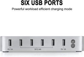 img 1 attached to 🔌 Hercules Tuff Charging Station: 6 USB Fast Ports & 6 Mixed USB Cables for Multiple Devices and Electronics - Silver