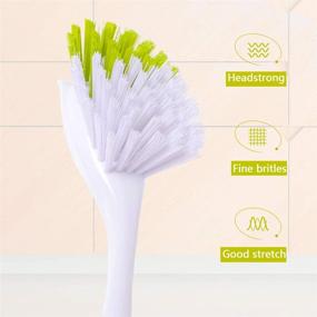 img 2 attached to 🧼 Pack of 4 Yellow-Green Multi-Functional Kitchen Scrub Brushes with Long Handle and Stiff Bristles – Ideal for Pot, Pan, and Bathroom Cleaning