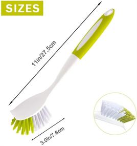 img 3 attached to 🧼 Pack of 4 Yellow-Green Multi-Functional Kitchen Scrub Brushes with Long Handle and Stiff Bristles – Ideal for Pot, Pan, and Bathroom Cleaning