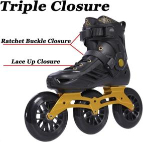 img 2 attached to 🏎️ LIKU Performance 125 Three-Wheel Drive Speed Inline Skates, Unisex, Black and Gold