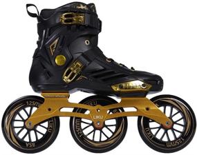 img 4 attached to 🏎️ LIKU Performance 125 Three-Wheel Drive Speed Inline Skates, Unisex, Black and Gold