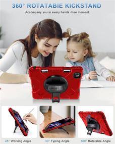 img 1 attached to SUPFIVES iPad Pro 11 Case 2021: Upgraded Military Grade Shockproof Full Body Protective Case - Swivel Kickstand - Pencil Holder - Hand & Shoulder Strap for iPad Pro 11 2021- Red