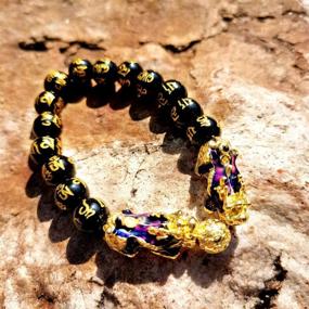 img 1 attached to Enhance Prosperity and Fortune with MANRUO Feng Shui Black Obsidian Wealth Bracelet featuring Color-Changing Pi Xiu and Dragon Mantra Beads - Perfect for Men and Women