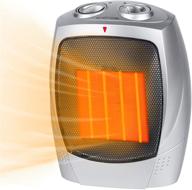 🔥 adjustable ceramic space heater - 750w/1500w portable electric heater with thermostat, fan, safety tip over switch - ideal for bedroom, office desk, indoor use logo