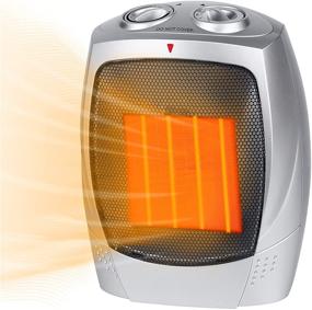 img 4 attached to 🔥 Adjustable Ceramic Space Heater - 750W/1500W Portable Electric Heater with Thermostat, Fan, Safety Tip Over Switch - Ideal for Bedroom, Office Desk, Indoor Use