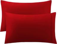 🔴 premium egyptian cotton pillowcases with envelope closure – set of 2 queen size (20"x30"), red logo