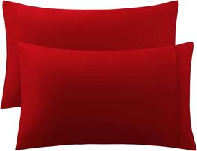 img 4 attached to 🔴 Premium Egyptian Cotton Pillowcases with Envelope Closure – Set of 2 Queen Size (20"x30"), Red