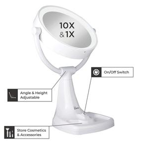 img 1 attached to 🔆 Enhanced Beauty Routine: Zadro Max Bright Sunlight Dual Sided Vanity Mirror, White, 10X/1X Magnification