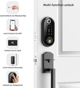 img 2 attached to 🔒 Smart Lock with Keyless Entry Deadbolt Door Lock - SMONET Electronic Bluetooth Biometric Fingerprint, Keys, IC Card, Touchscreen Keypad, Auto Lock, Remote Share, and APP Control for Home, Office, and Apartment