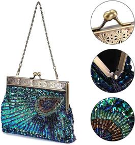 img 3 attached to Beaded Peacock Evening Wedding Handbags & Wallets by UBORSE
