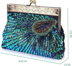 img 1 attached to Beaded Peacock Evening Wedding Handbags & Wallets by UBORSE