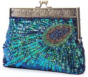 img 4 attached to Beaded Peacock Evening Wedding Handbags & Wallets by UBORSE