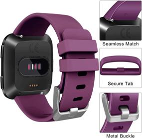 img 2 attached to Set of 3 Silicone Replacement Bands for Fitbit Versa 2, Versa, Versa Lite & Versa SE - Small & Large Wristbands for Women and Men (Small: 5.5"-7.1" Wrists) in Black, Blue, and Purple