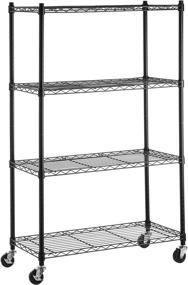 img 4 attached to Enhanced Mobility with AmazonBasics 4 Shelf Shelving Casters Black