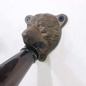 img 1 attached to Rustic Cast Iron Vintage Bear Door Hanger Bottle Opener Wall Mount with Built-In Cap Catcher - Ideal Wall Bottle Opener for Rustic Decor