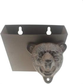 img 4 attached to Rustic Cast Iron Vintage Bear Door Hanger Bottle Opener Wall Mount with Built-In Cap Catcher - Ideal Wall Bottle Opener for Rustic Decor