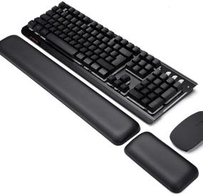 img 4 attached to 🖐️ Ultimate Comfort: Leather-Gel Aelfox Keyboard and Mouse Wrist Rest Set for Pain Relief and Ergonomic Support