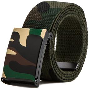 img 4 attached to 🎩 Canvas Military Flip Top Men's Belt Buckle - Stylish & Practical Accessories