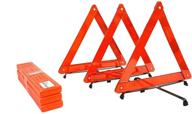 brufer 3-pack emergency roadside safety triangle set | reinforced cross base, carrying case included logo