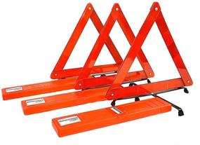 img 1 attached to BRUFER 3-Pack Emergency Roadside Safety Triangle Set | Reinforced Cross Base, Carrying Case Included