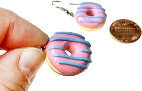 img 1 attached to Sunne Tropical Handmade Donut Earrings - Colorful 3D Miniature Food Jewelry with Polymer Thai Clay - Dangle & Drop Earrings for a Fun and Vibrant Look